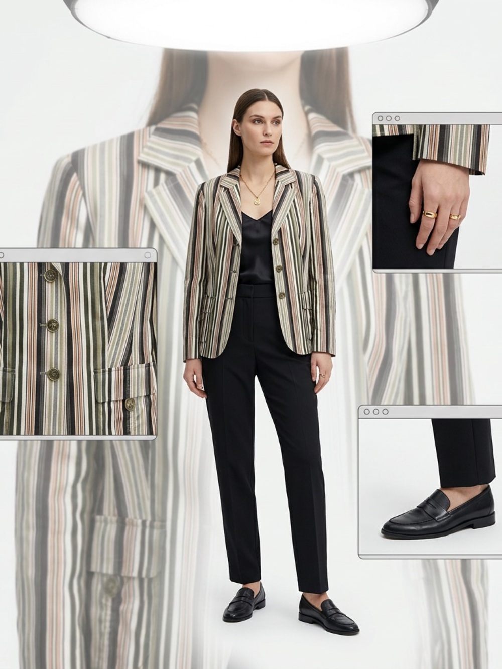Basler Striped Blazer NWT Size 10 Designer Tailored Jacket $495 Retail